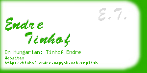 endre tinhof business card